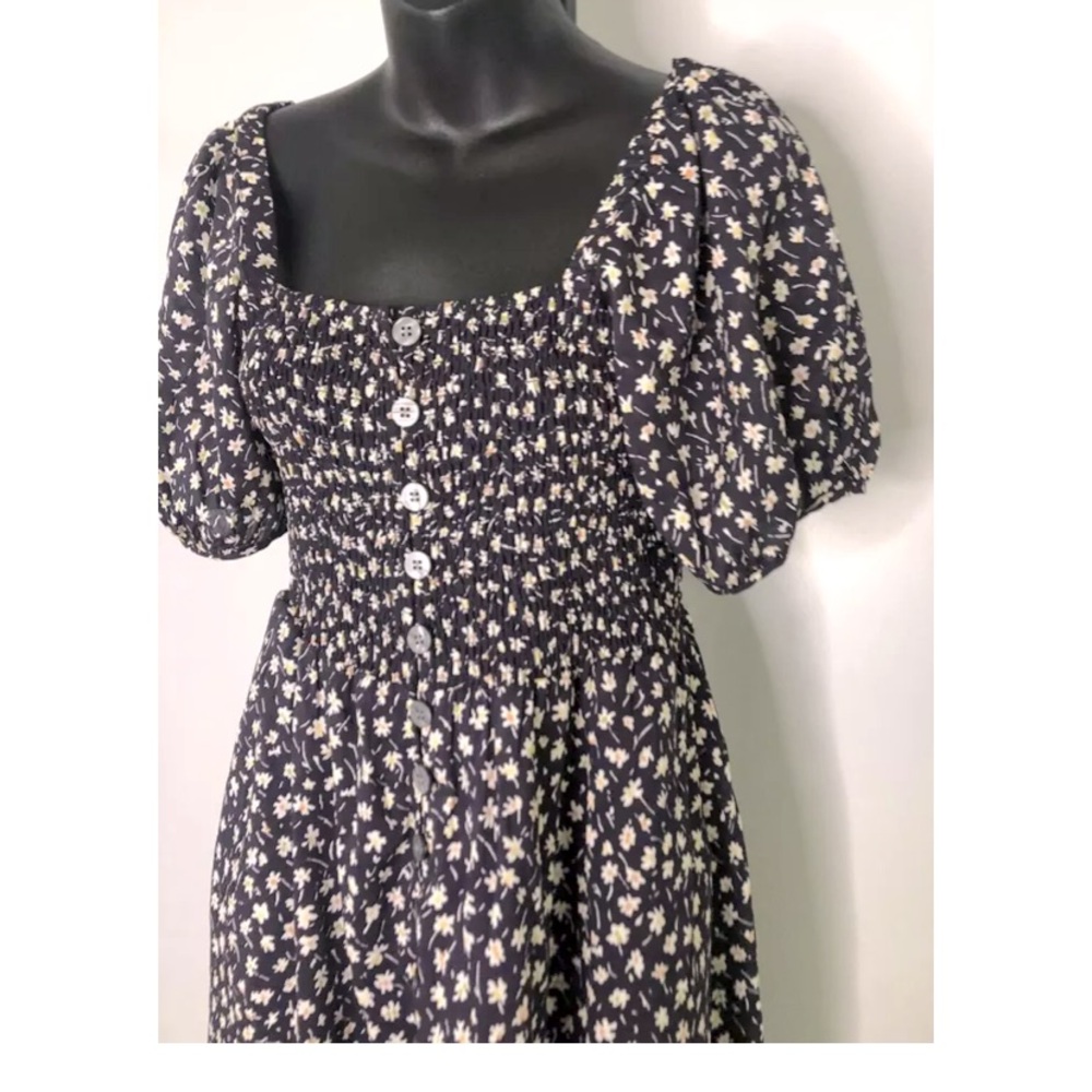 Madewell Navy with flower print dress Size M